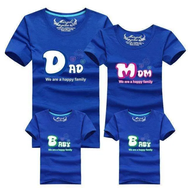 1piece Fashion Family Matching Outfits Tshirt 16 Color Clothes For matching family clothes mother father Baby short Sleeve Shirt