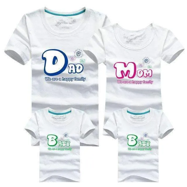 1piece Fashion Family Matching Outfits Tshirt 16 Color Clothes For matching family clothes mother father Baby short Sleeve Shirt