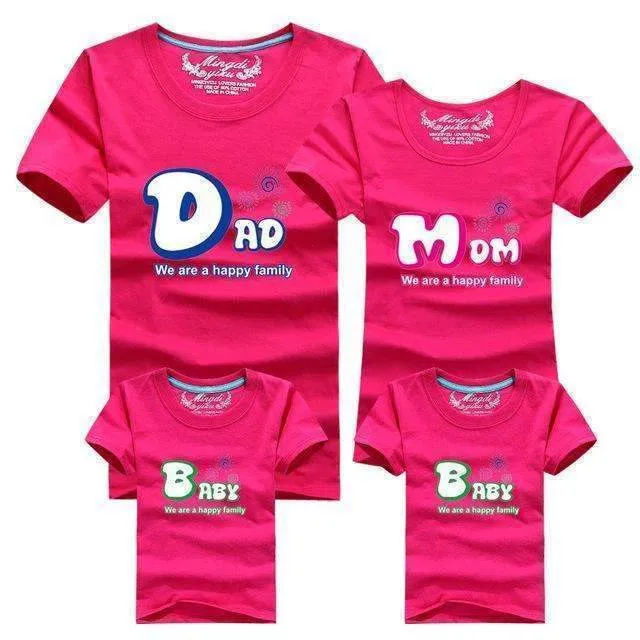 1piece Fashion Family Matching Outfits Tshirt 16 Color Clothes For matching family clothes mother father Baby short Sleeve Shirt