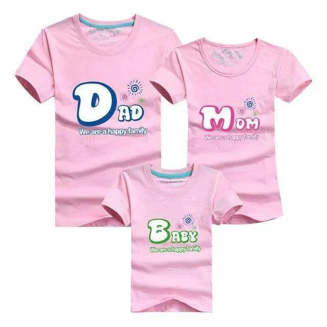 1piece Fashion Family Matching Outfits Tshirt 16 Color Clothes For matching family clothes mother father Baby short Sleeve Shirt