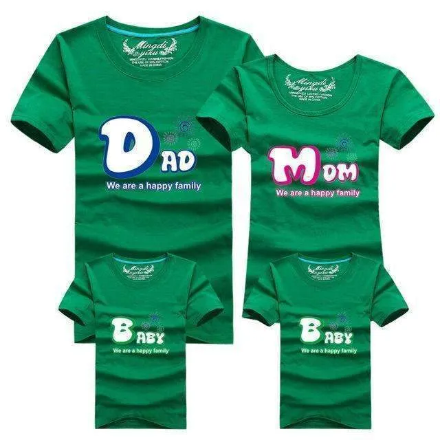 1piece Fashion Family Matching Outfits Tshirt 16 Color Clothes For matching family clothes mother father Baby short Sleeve Shirt