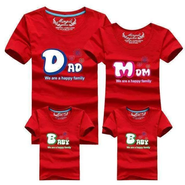 1piece Fashion Family Matching Outfits Tshirt 16 Color Clothes For matching family clothes mother father Baby short Sleeve Shirt