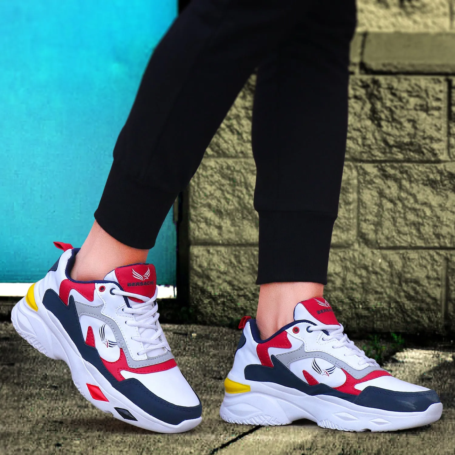 Bersache Lightweight Casual Sneaker Shoes For Men Red-9010
