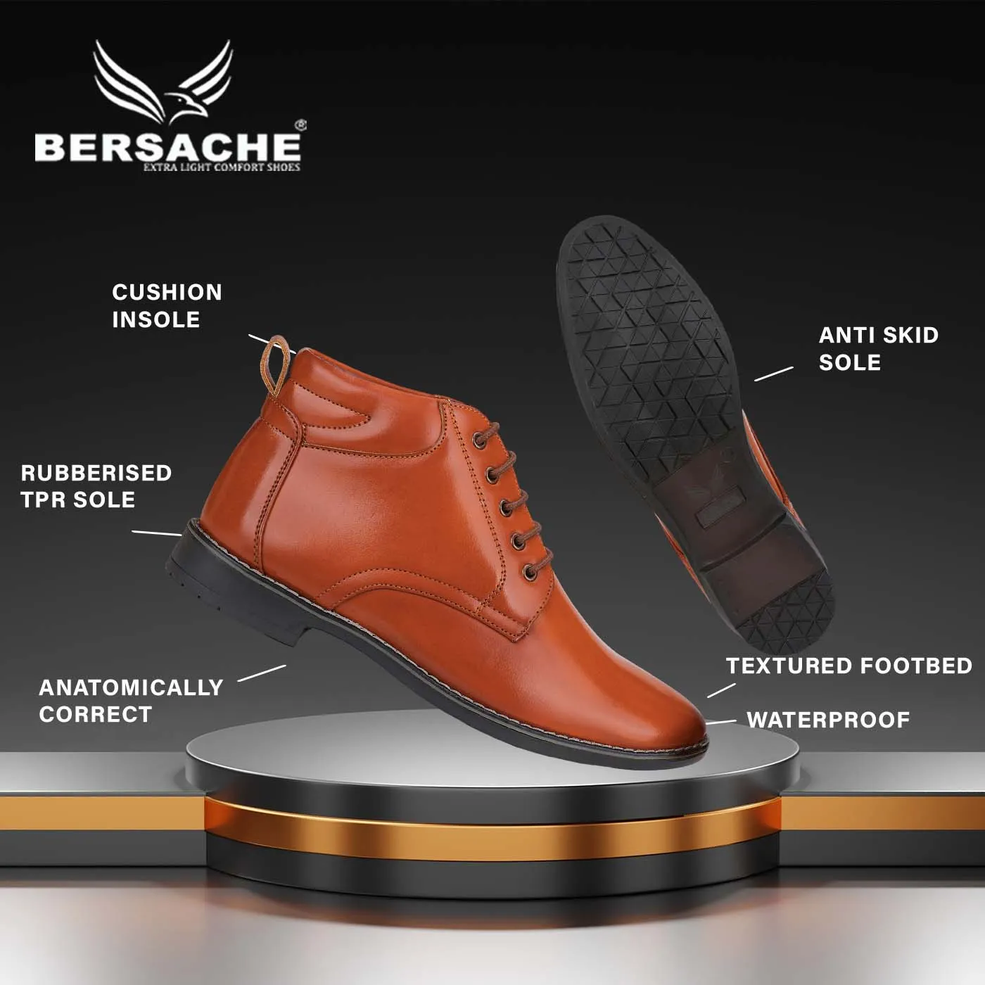 Bersache Sneaker, Loafers ,Casual with extra comfort snearkers for men 9093 (Tan)