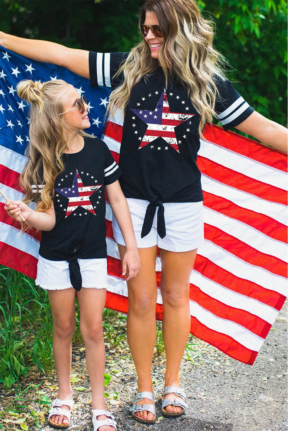 Black Flag Star Parent-child T Shirt