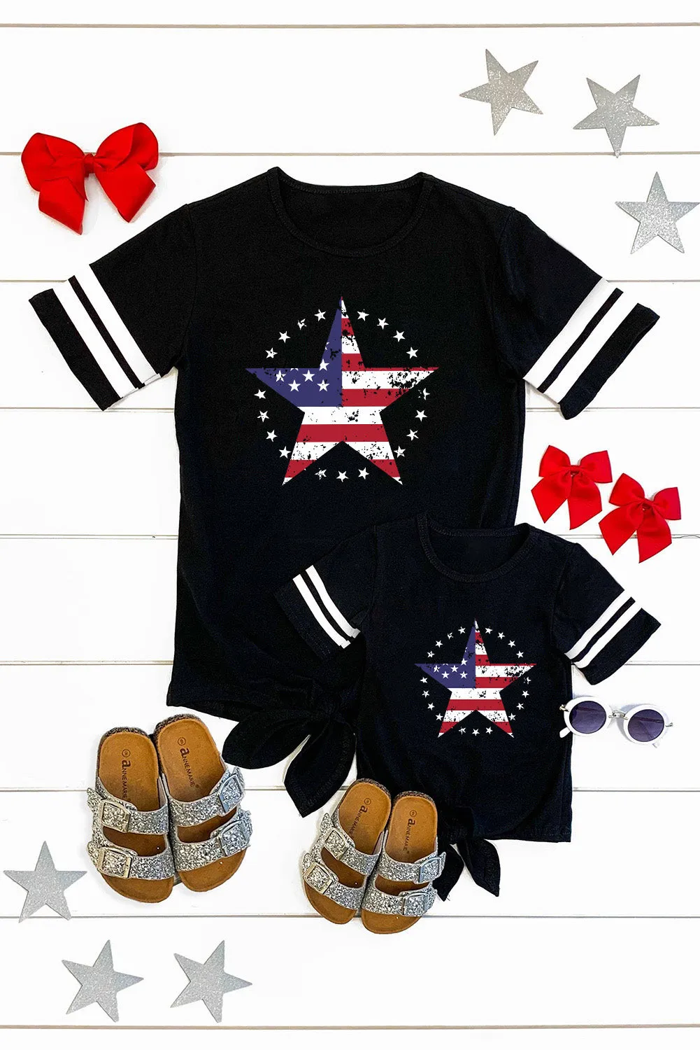 Black Flag Star Parent-child T Shirt