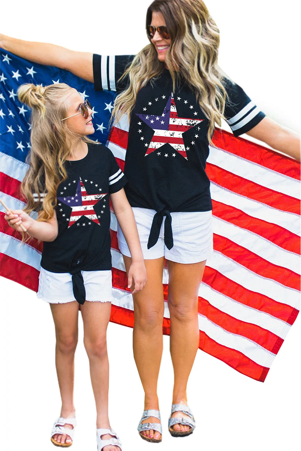 Black Flag Star Parent-child T Shirt