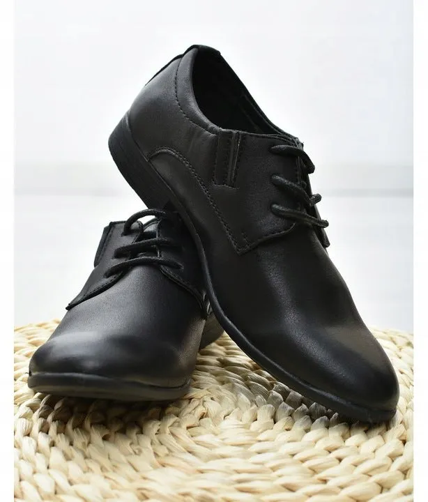 Boys' Elegant Black Eco-Leather Oxfords | AB125C-16