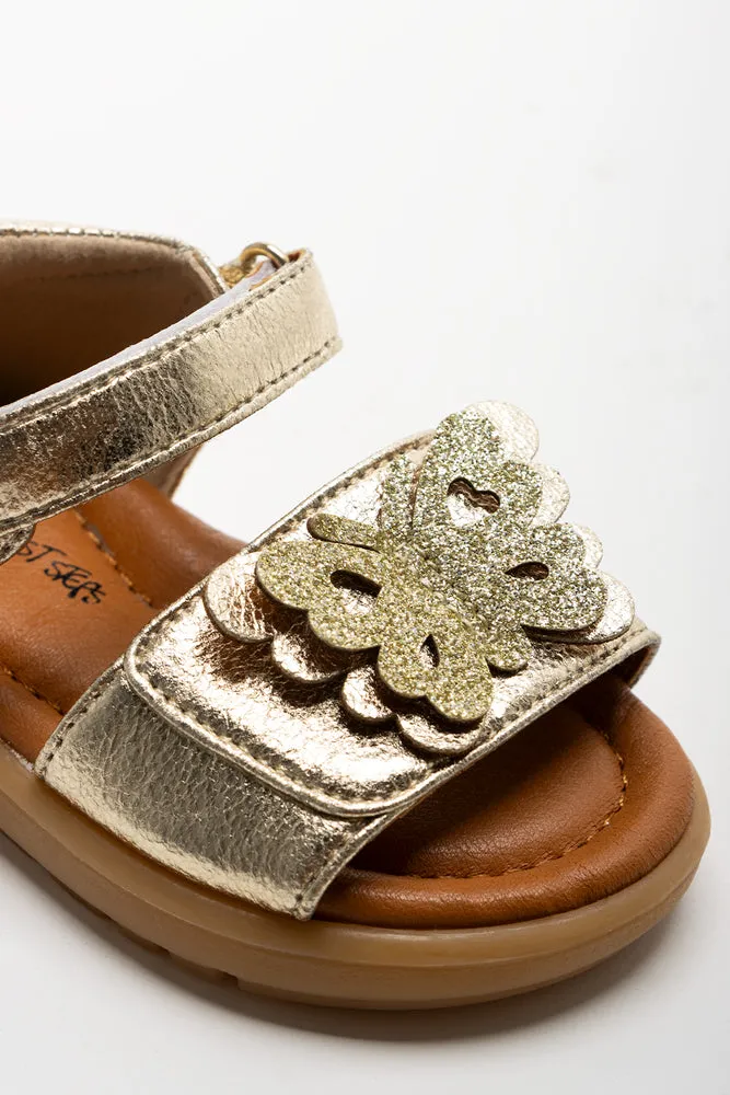 Butterfly Close Back Sandal Gold