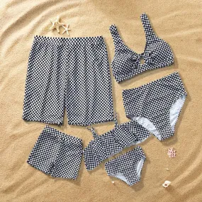 Explosion models black and white grid print parent-child split swimwear