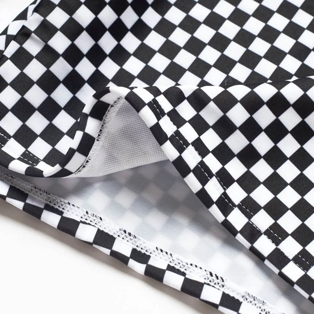Explosion models black and white grid print parent-child split swimwear