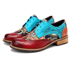 Handmade Brogue Leather Flats (Celeste)