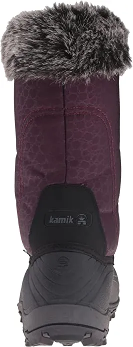 Kamik Momentum Burgundy Pull On Rounded Toe Waterproof Fur Trim Ankle Snow Boots
