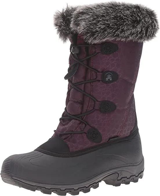 Kamik Momentum Burgundy Pull On Rounded Toe Waterproof Fur Trim Ankle Snow Boots