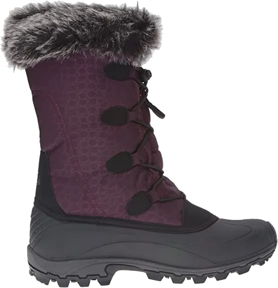 Kamik Momentum Burgundy Pull On Rounded Toe Waterproof Fur Trim Ankle Snow Boots