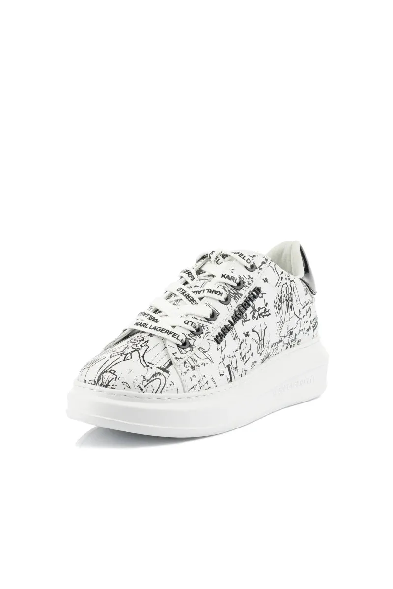 KARL LAGERFELD KAPRI SKETCHBOOK SNEAKERS IN WHITE