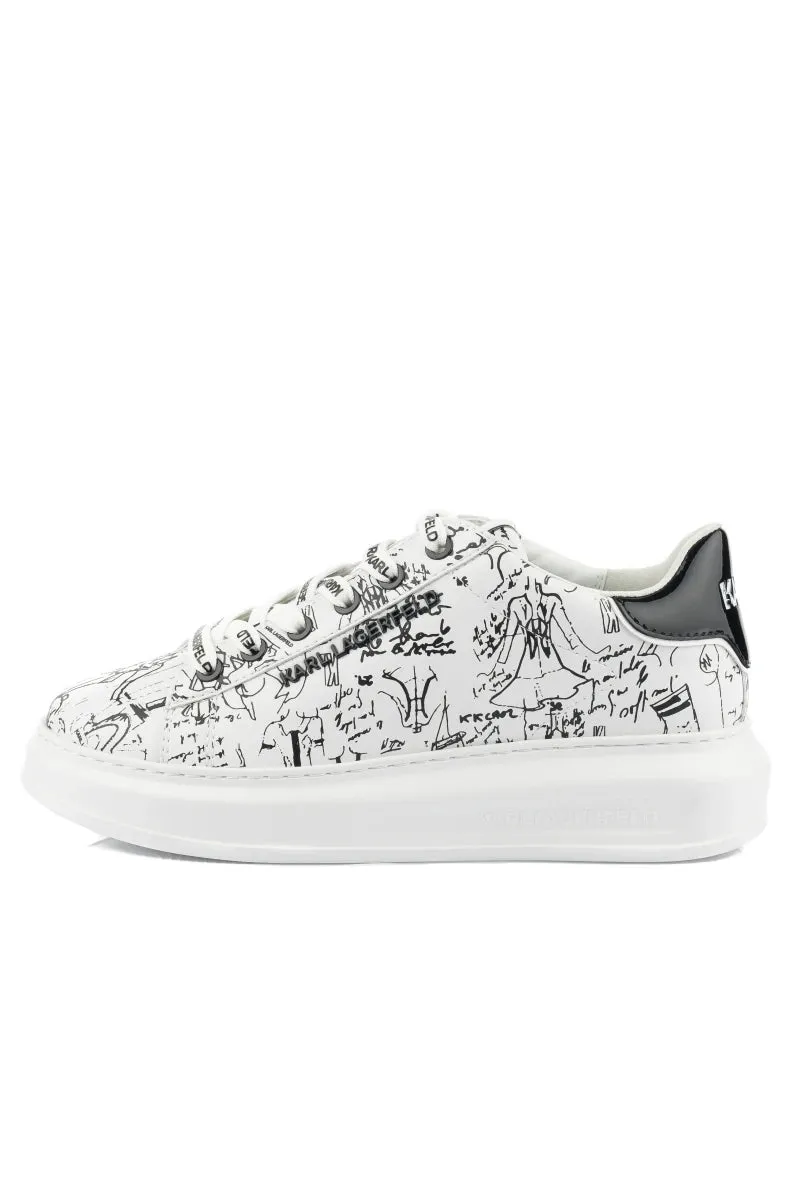 KARL LAGERFELD KAPRI SKETCHBOOK SNEAKERS IN WHITE