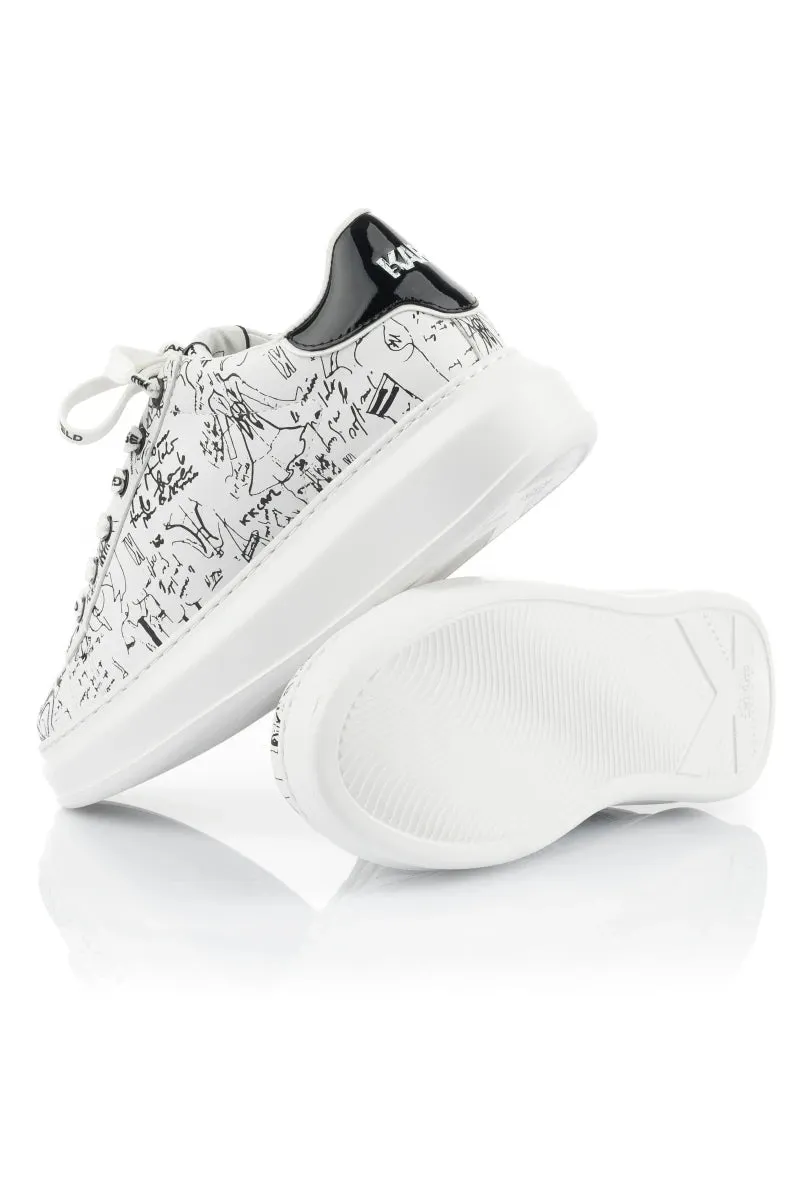 KARL LAGERFELD KAPRI SKETCHBOOK SNEAKERS IN WHITE