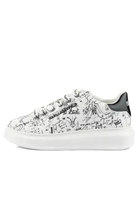 KARL LAGERFELD KAPRI SKETCHBOOK SNEAKERS IN WHITE