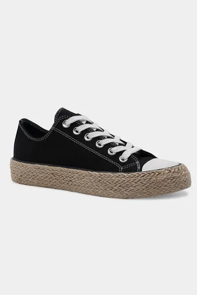 Lace Up Woven Espadrille Sole Sneakers