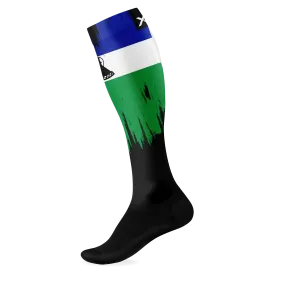 Lesotho Splash Knee High Black Socks
