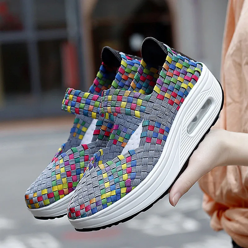 Lightweight Breathable Casual Shoes Comfortable Non-Slip Adjustable Walking Lightweight Working Nurse Woven Shoes
