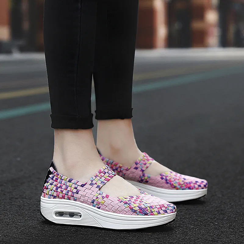 Lightweight Breathable Casual Shoes Comfortable Non-Slip Adjustable Walking Lightweight Working Nurse Woven Shoes