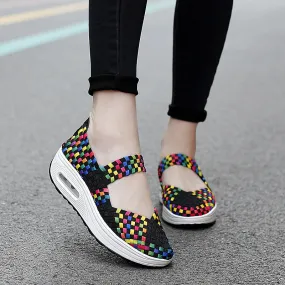 Lightweight Breathable Casual Shoes Comfortable Non-Slip Adjustable Walking Lightweight Working Nurse Woven Shoes