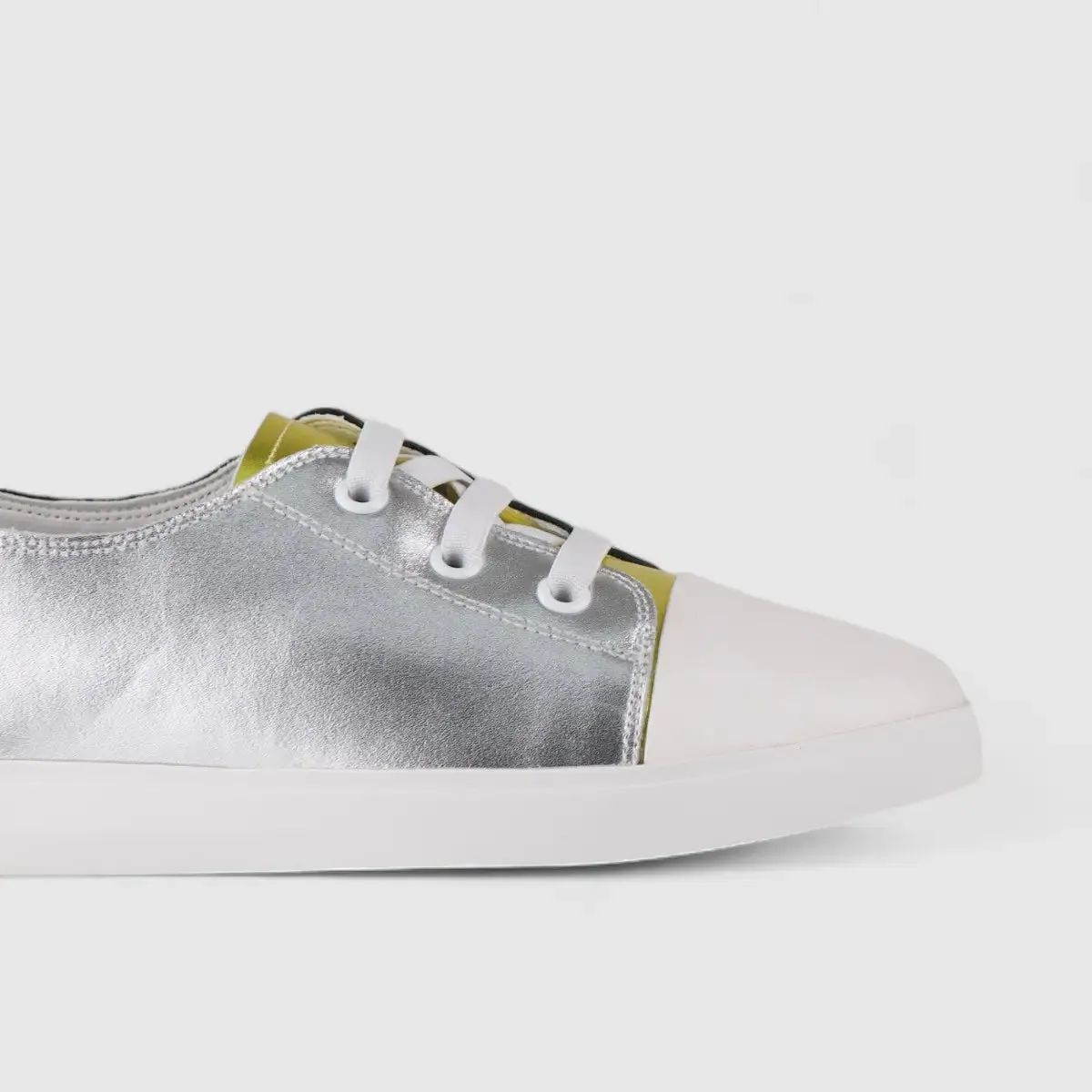Morbido Ladies Leather Statement Sneakers Silver 1719-6