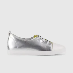 Morbido Ladies Leather Statement Sneakers Silver 1719-6