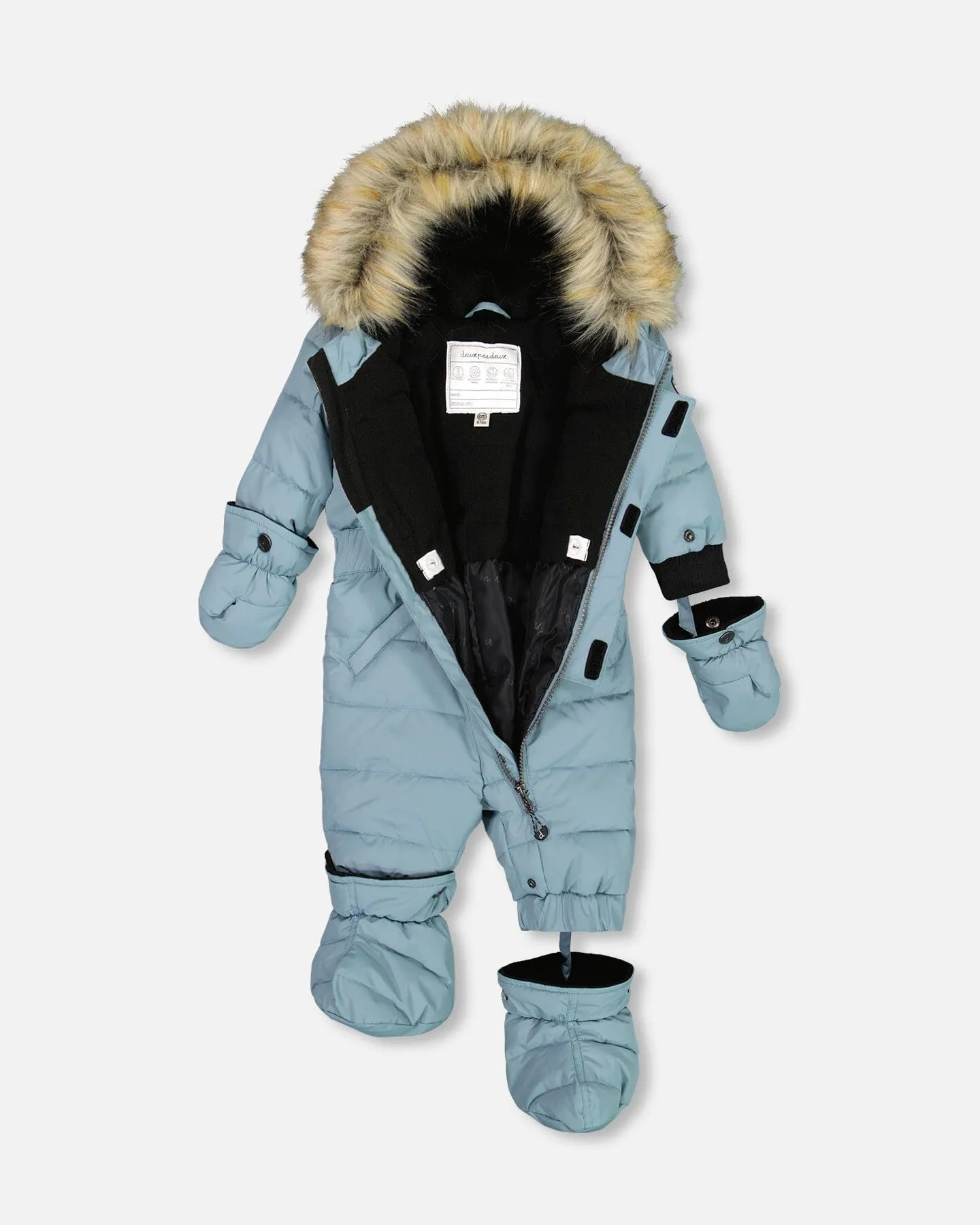 One Piece Baby Snowsuit Ash Blue