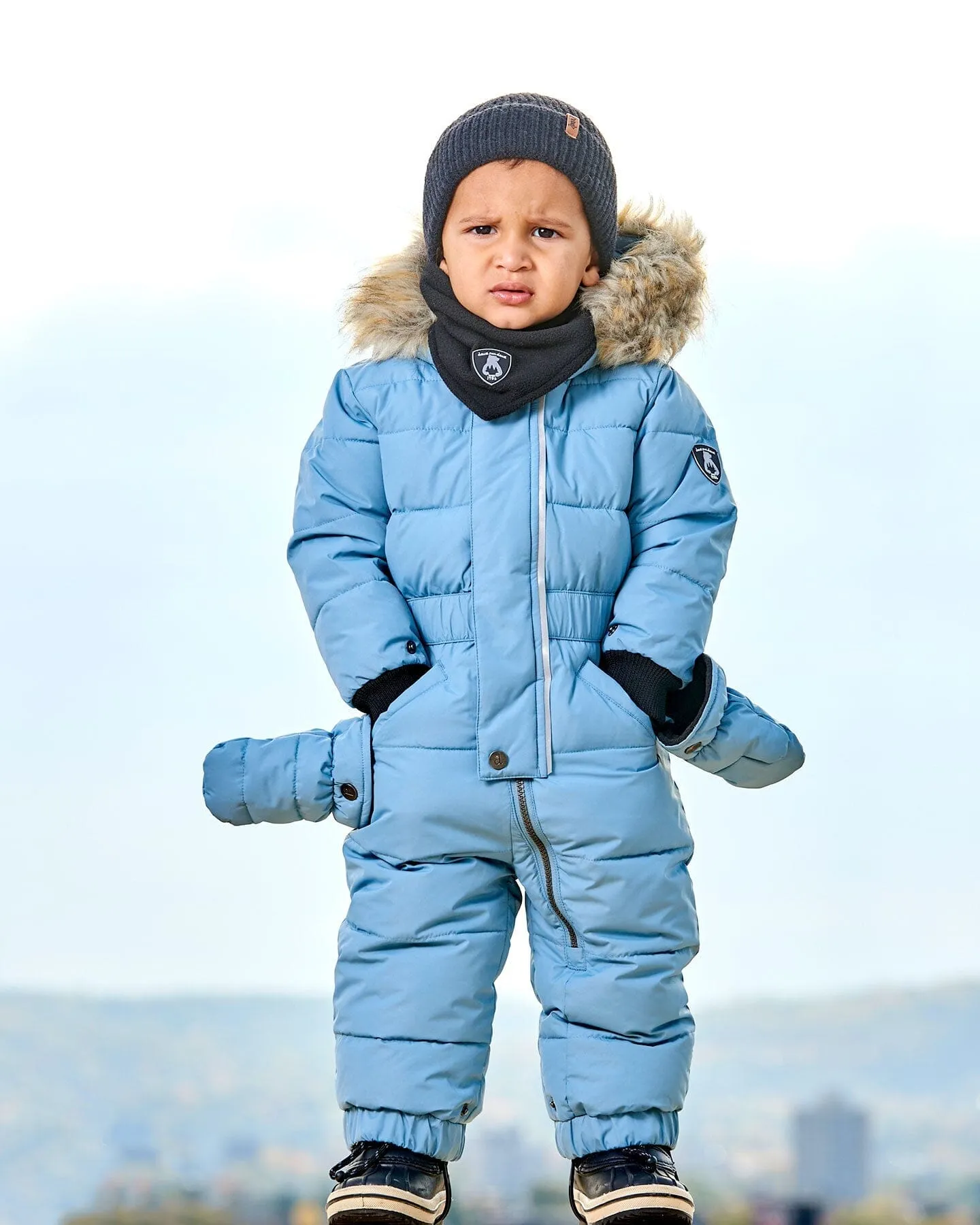 One Piece Baby Snowsuit Ash Blue