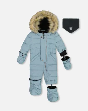 One Piece Baby Snowsuit Ash Blue