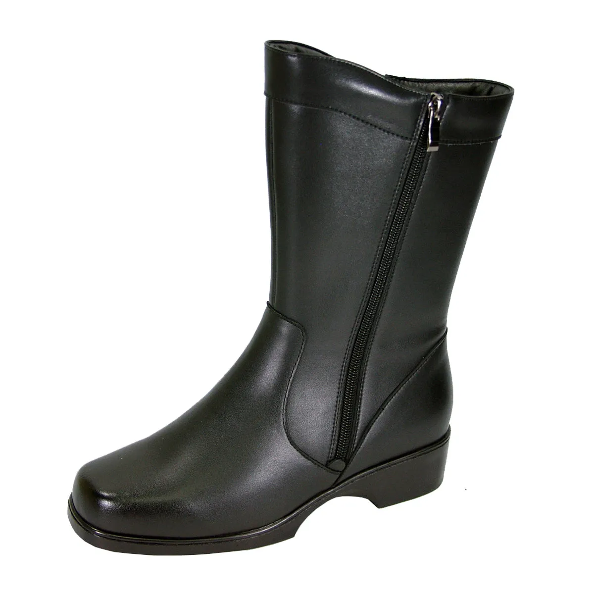 PEERAGE Athena Women's Wide Width Leather Boots with Double Zipper