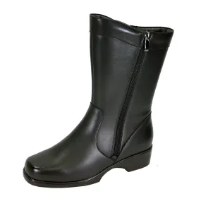 PEERAGE Athena Women's Wide Width Leather Boots with Double Zipper