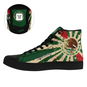 Personalized Mexico Flag Sneakers, Custom Patriotic Shoes, Stylish High Top Shoes