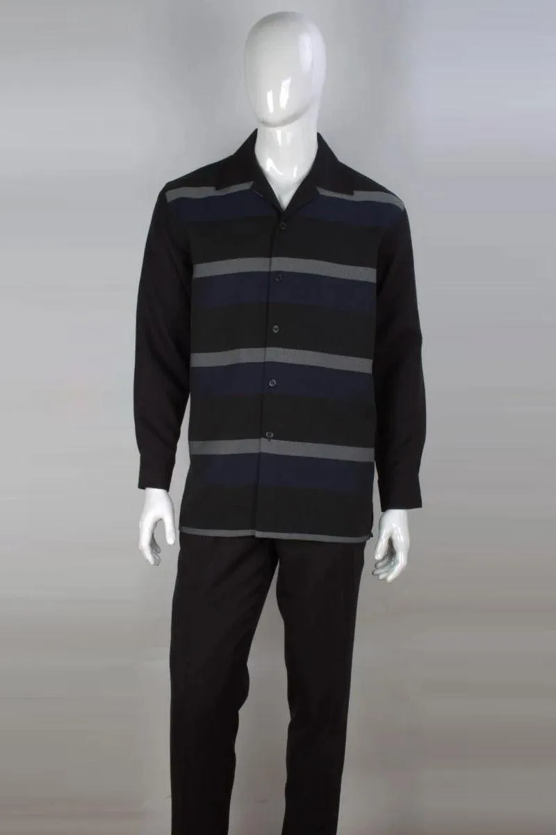 "Apollo King Men's Striped Leisure Suit - Timeless Casual Style"