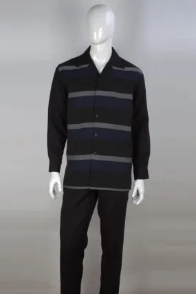 "Apollo King Men's Striped Leisure Suit - Timeless Casual Style"