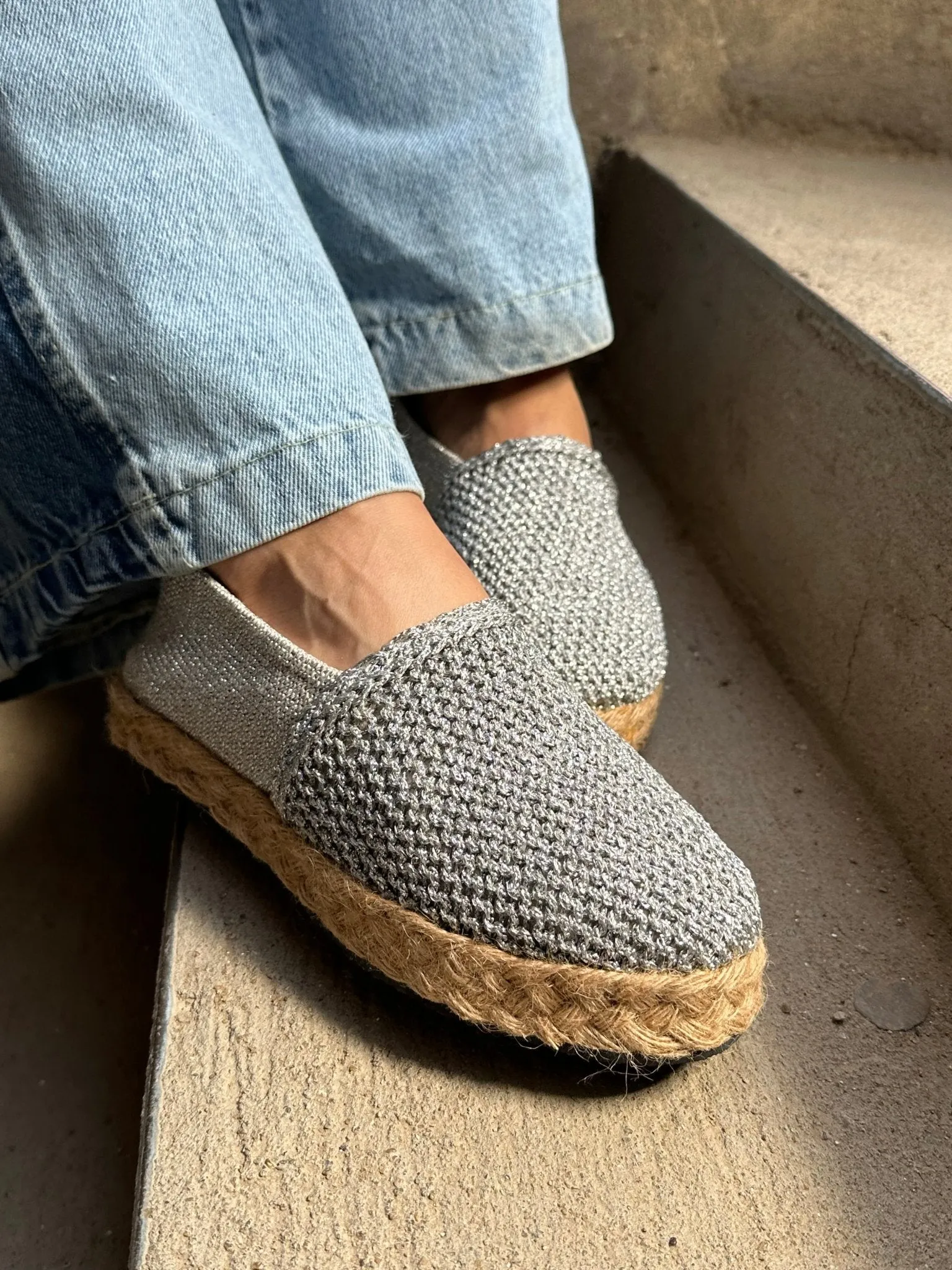 Silver Sparkle Espadrille