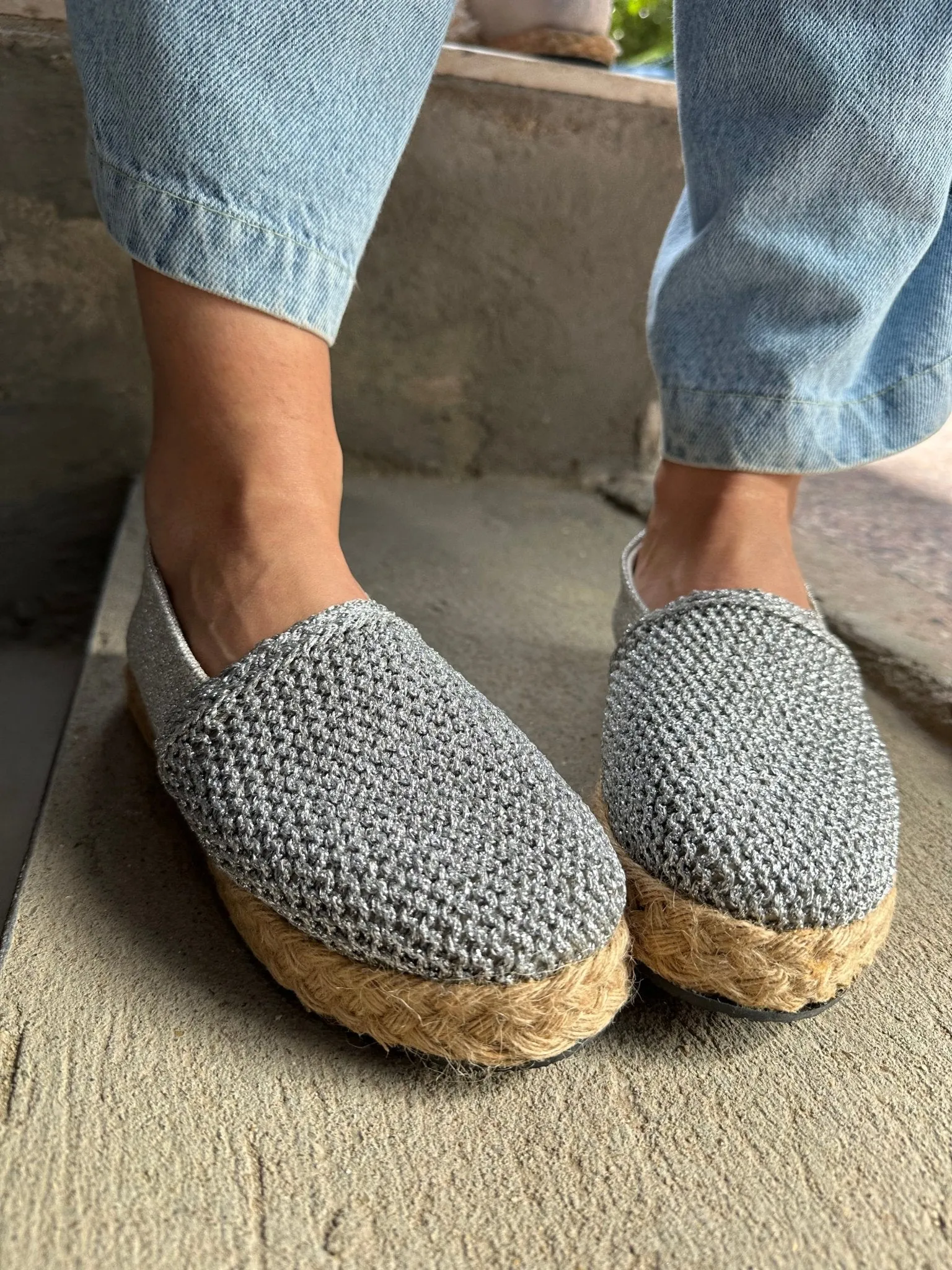 Silver Sparkle Espadrille