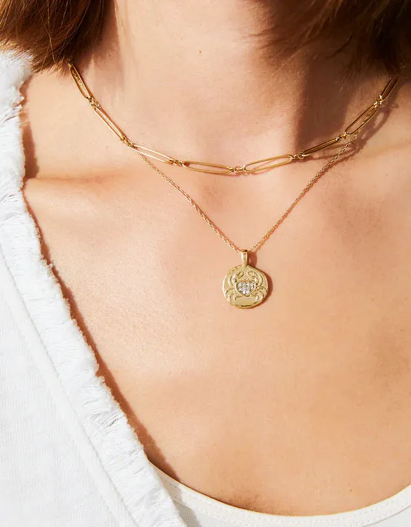SNOW CRAB MEDALLION NECKLACE 18"