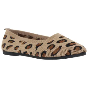 SOBEYO Women's Ballet Flats Sweater Soft Rubber Sole Slip On Casual Shoes Brown