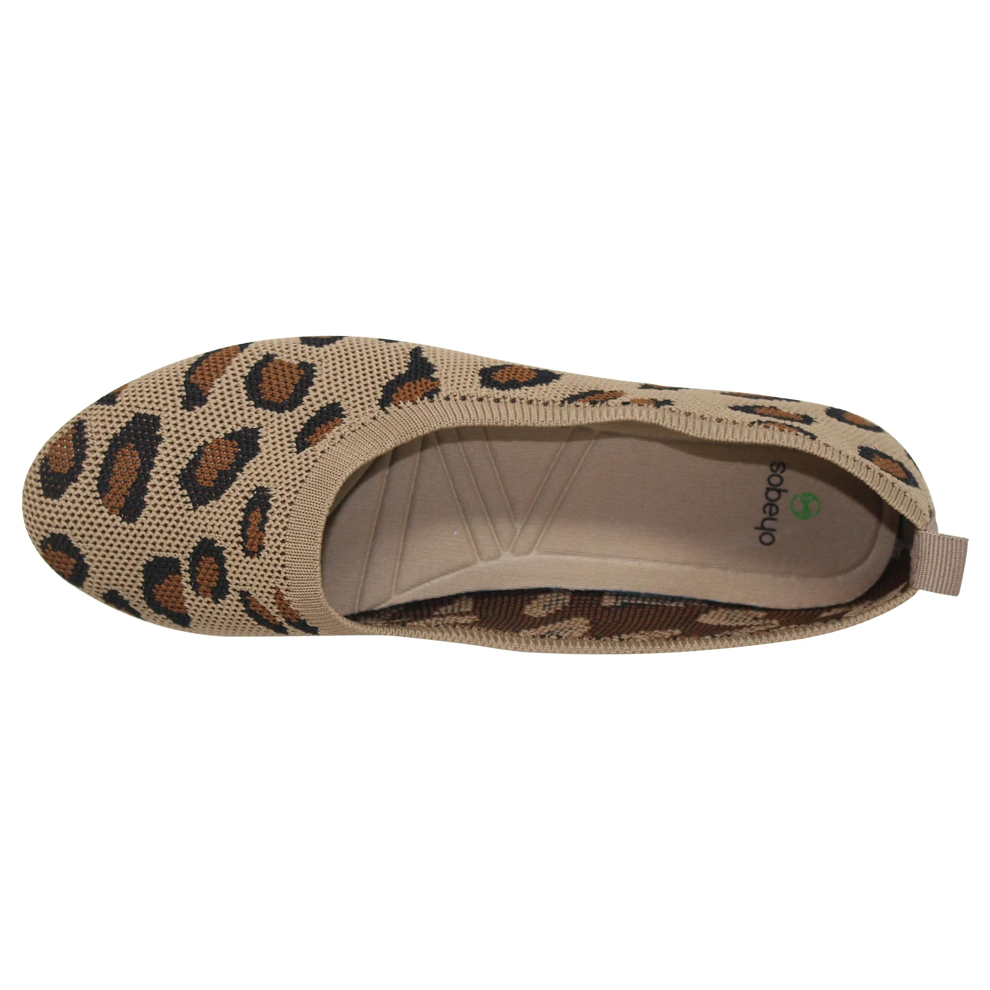 SOBEYO Women's Ballet Flats Sweater Soft Rubber Sole Slip On Casual Shoes Brown