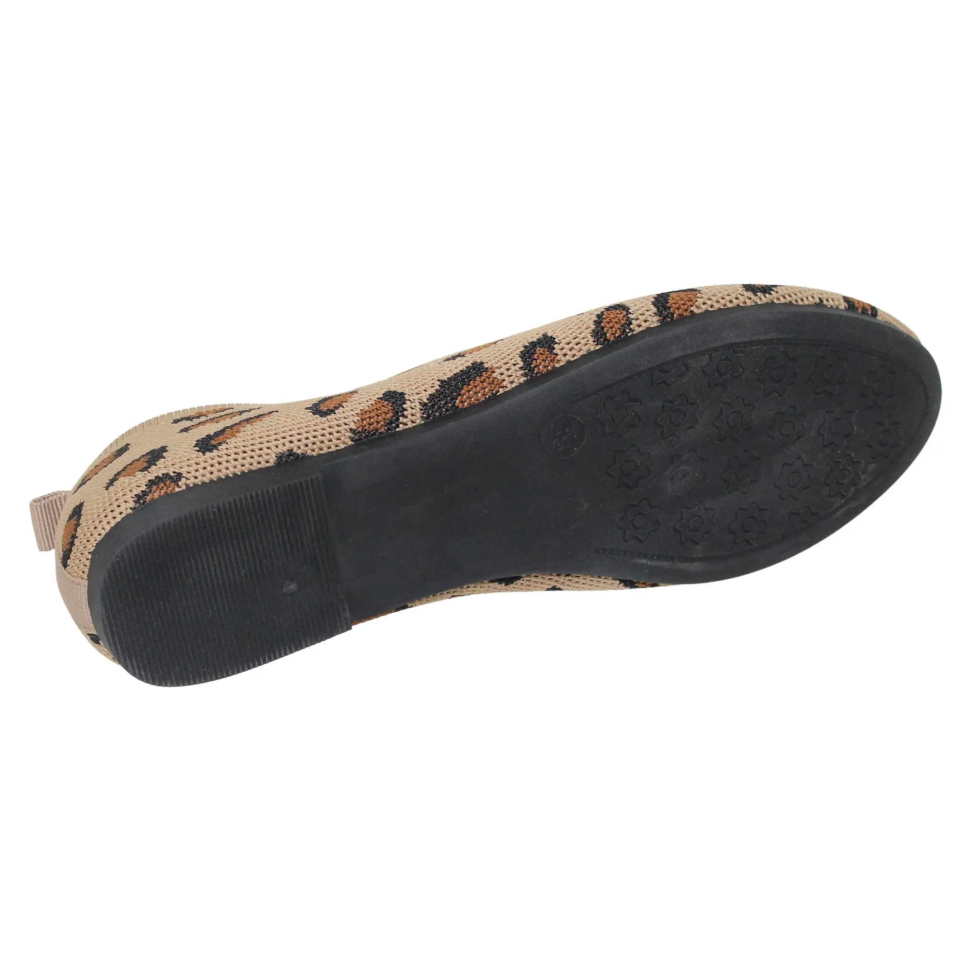 SOBEYO Women's Ballet Flats Sweater Soft Rubber Sole Slip On Casual Shoes Brown