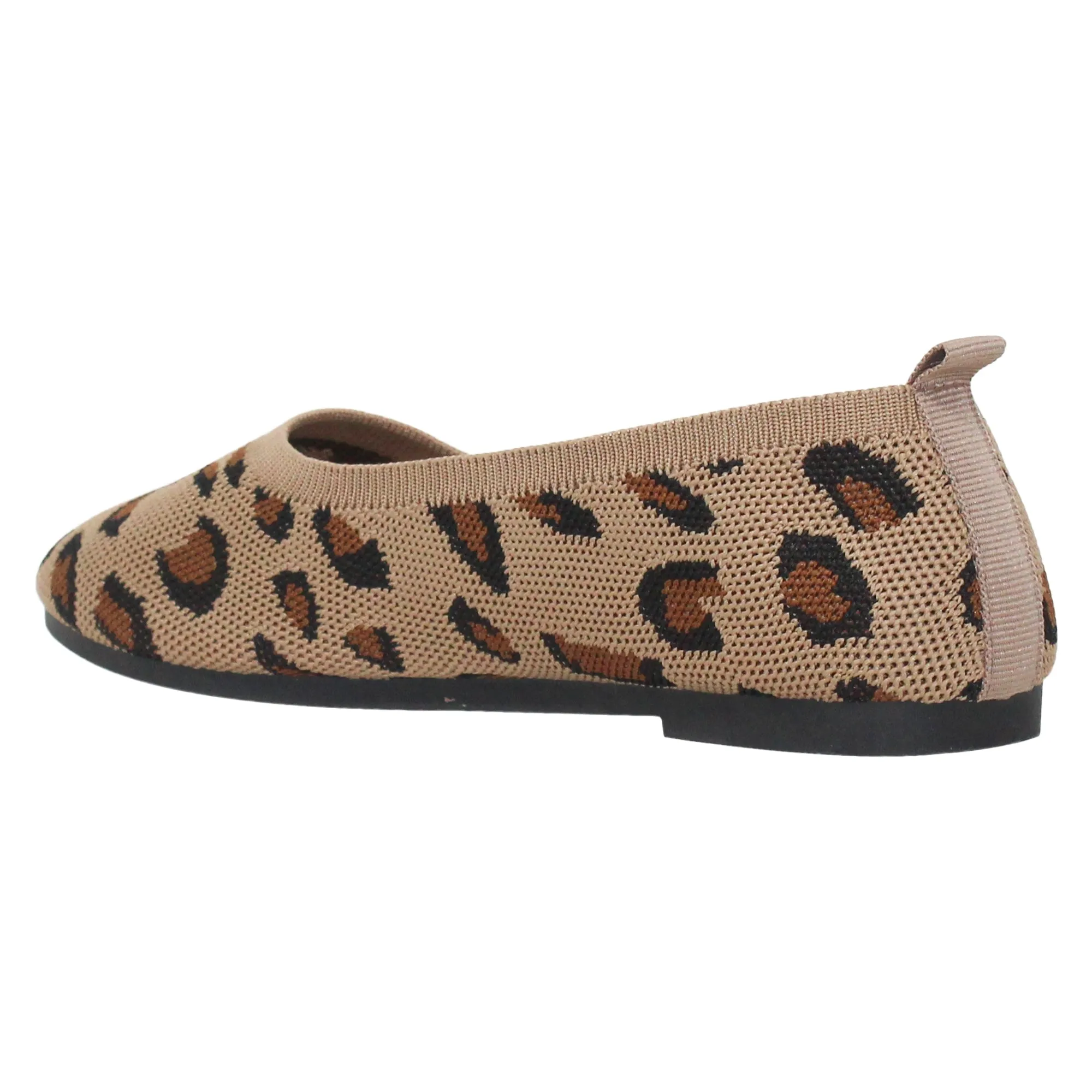 SOBEYO Women's Ballet Flats Sweater Soft Rubber Sole Slip On Casual Shoes Brown