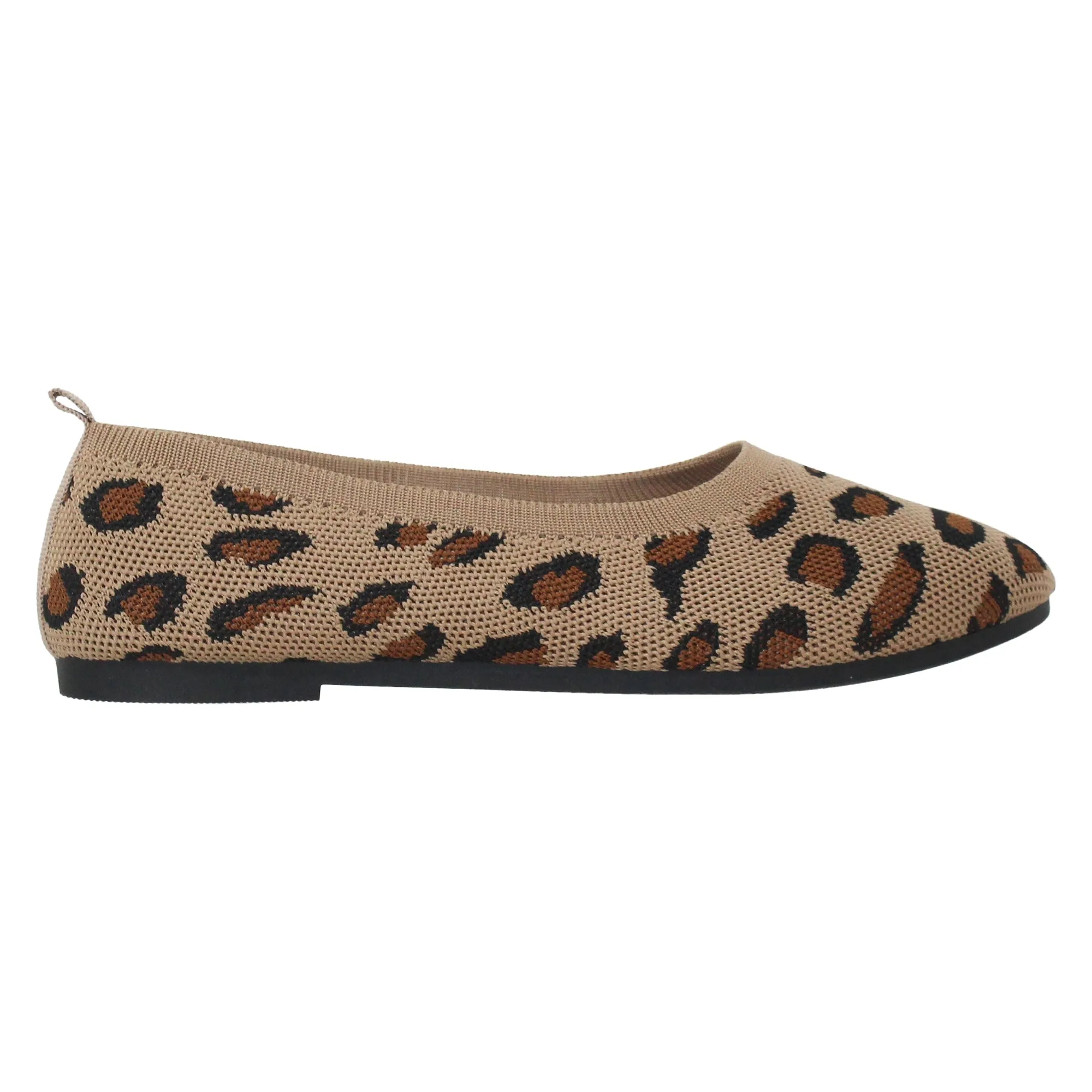 SOBEYO Women's Ballet Flats Sweater Soft Rubber Sole Slip On Casual Shoes Brown