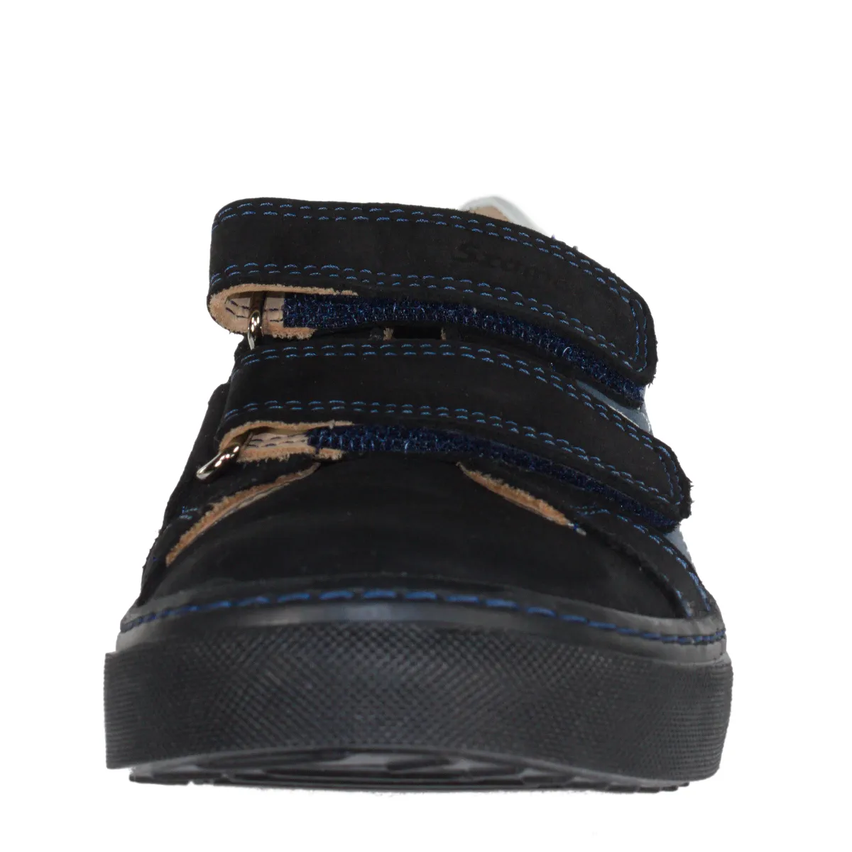 Szamos kid boy sneakers in blue and black color with double velcro strap big kid size
