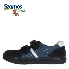 Szamos kid boy sneakers in blue and black color with double velcro strap big kid size