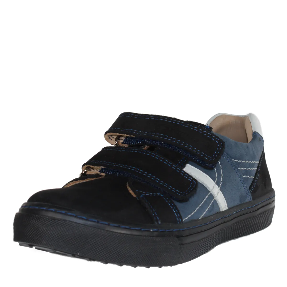 Szamos kid boy sneakers in blue and black color with double velcro strap big kid size
