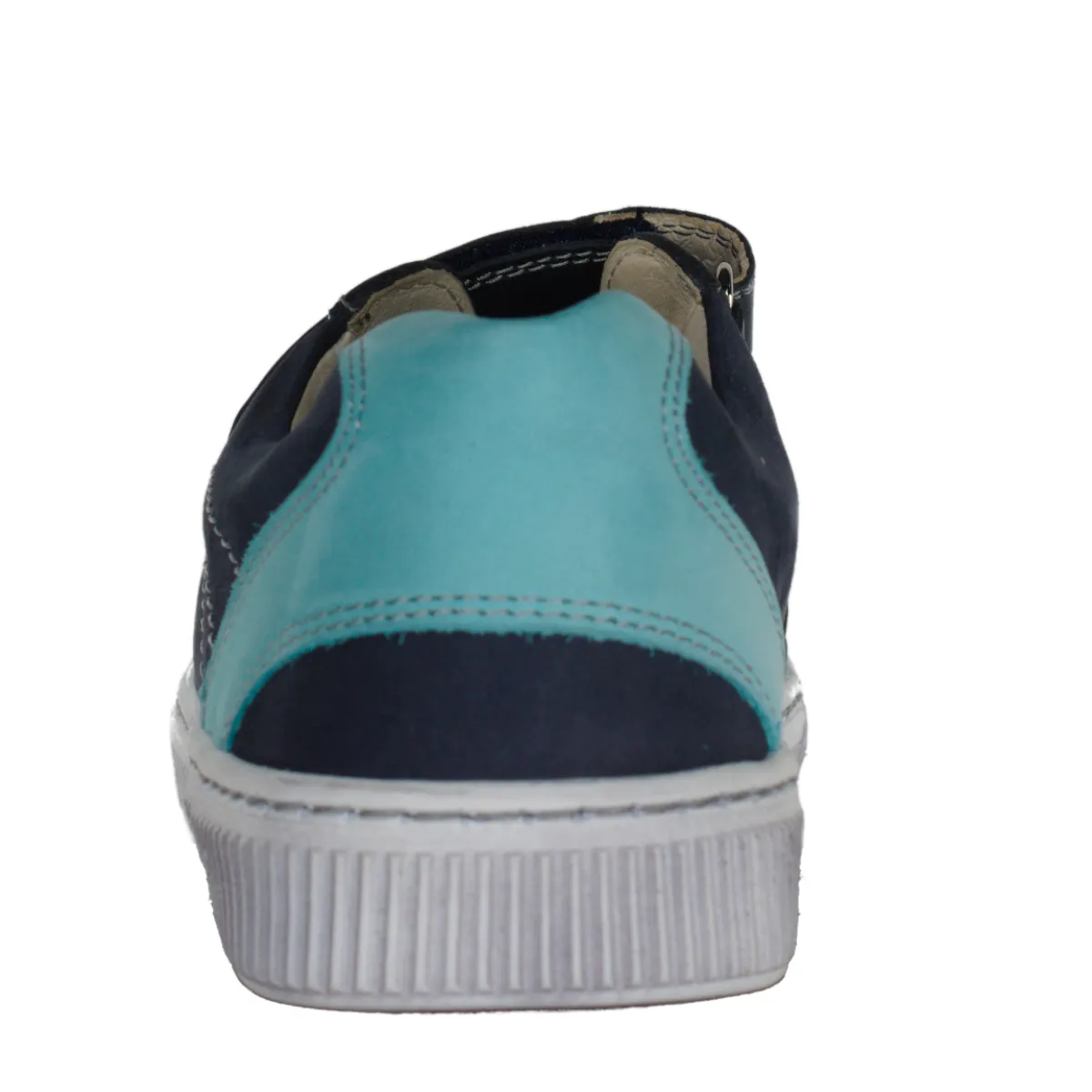Szamos kid boy sneakers in dark blue color with bermuda blue detail and double velcro strap big kid size